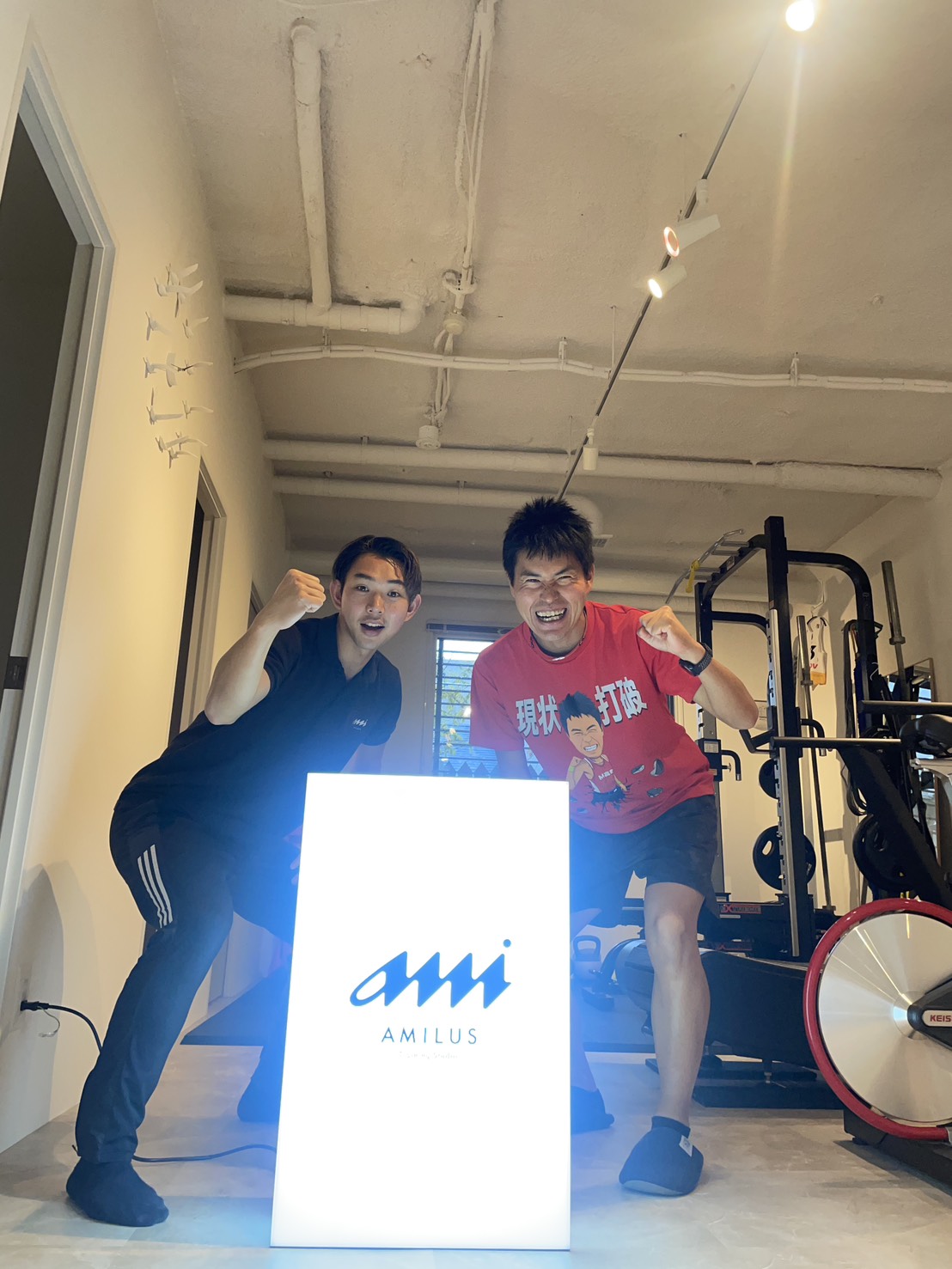 札幌のトレーニングジムにM高史さん来館